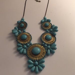 Bebe turquoise statement necklace blue and gold
